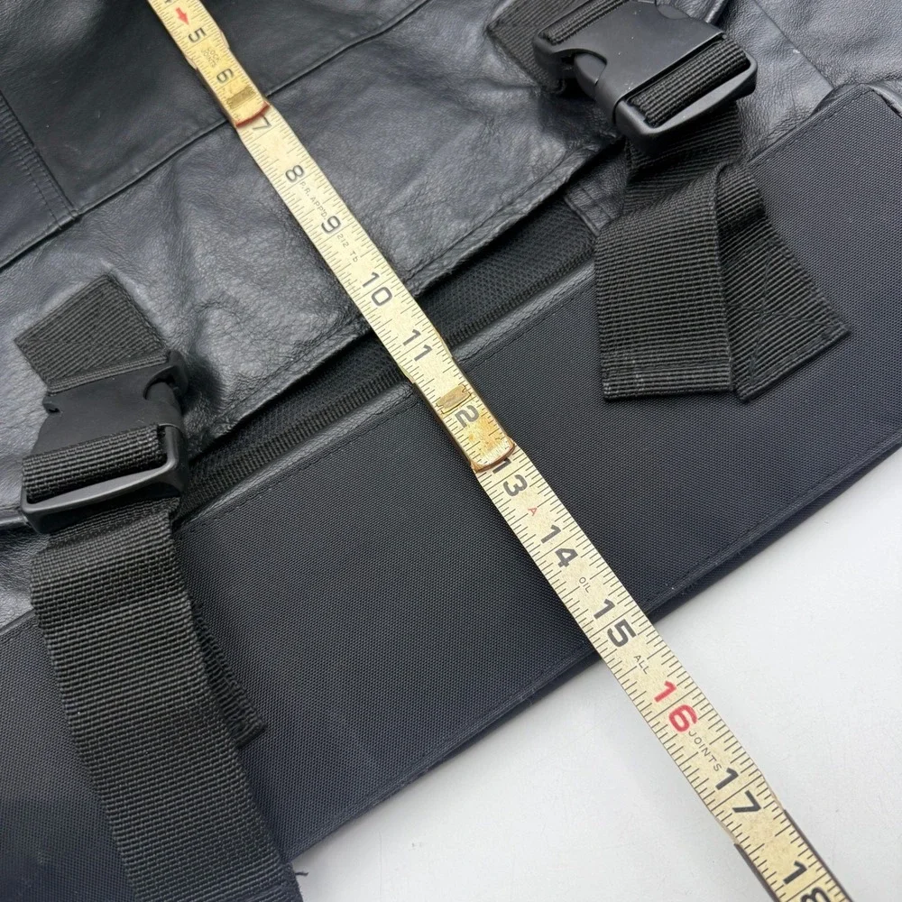 Wilsons Leather Messenger Bag Black Leather Nylon Buckle Crossbody